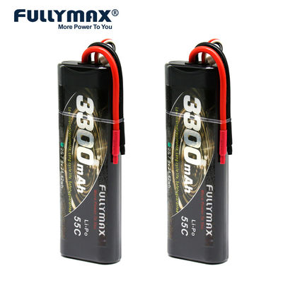 55C 2S1P 7.4V 2s 3300mah Lipo 2 Cell Rc Batería 7.4v Modelos de automóviles Estuche rígido redondo