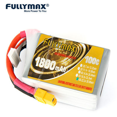 batería de polímero de litio de Jst-Xhr de la batería de la batería Xt60 1800mah 14.8v 100c Fpv Lipo de 4s Lipo