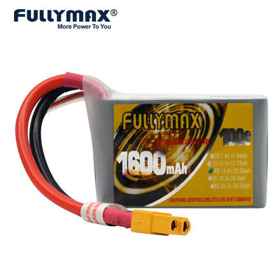 Batería de cuadricóptero de polímero de litio de 4s 1600mah 30c 14.8v 100c de Fullymax