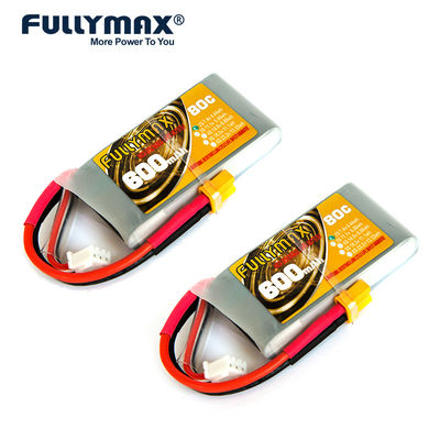 tarifa de la descarga de la batería 80C de la célula FPV Lipo 7,4 V Rc de la batería 2 de 2S 7,4 V 600mah Lipo alta