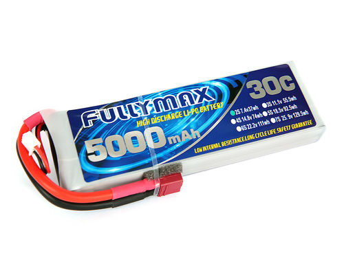 Batería de Fullymax 7.4V 5000mAh 2S 30C Lipo con DEANS/T-Plug para los helicópteros nitro de Rc de los coches de RC