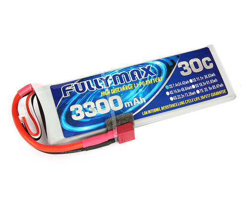 Batería 30C 3300mAh 2S 7.4V de FULLYMAX LiPo con el enchufe de T para el camión Heli Airplane del barco del coche de RC