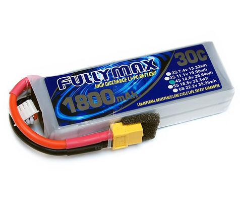Batería 30C 1800mAh 4S 14.8V de FULLYMAX LiPo con el enchufe XT60 para los aviones RC Heli de los coches RC de RC