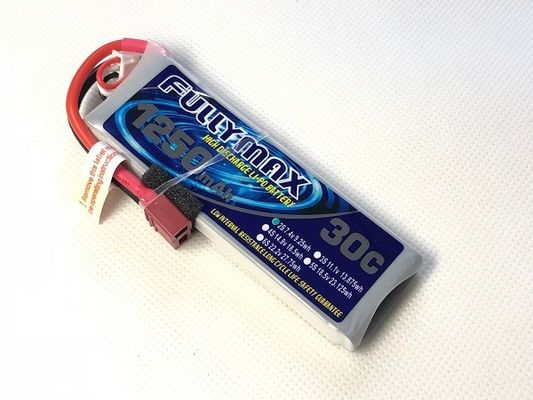 Batería 30C 1250mAh 7.4V del enchufe 2S LiPo de T para el camión Heli Airplane del barco del coche de RC