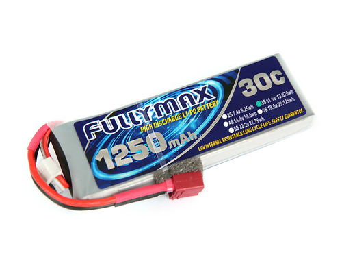 Batería 30C 1250mAh 3S 11.1V de LiPo del enchufe de T para el aeroplano aeroacrobacia lento interior del aviador RC